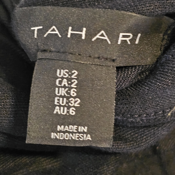 Tahari Black Linen Blend Sleeveless Buttondown V-neck Shirt Dress, EUC, size 2 - Picture 7 of 8